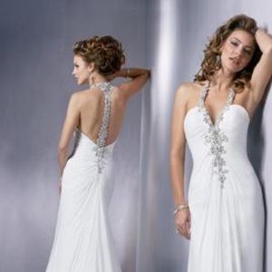 Maggie Sottero White Wedding Dress with Silver Accents
